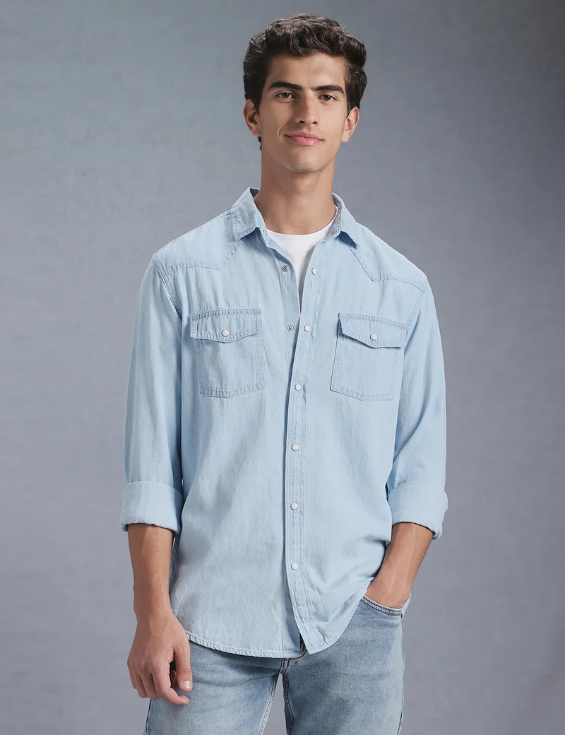 inkd قميص جينز كلاسيكي للرجال | التركيب المنتظم